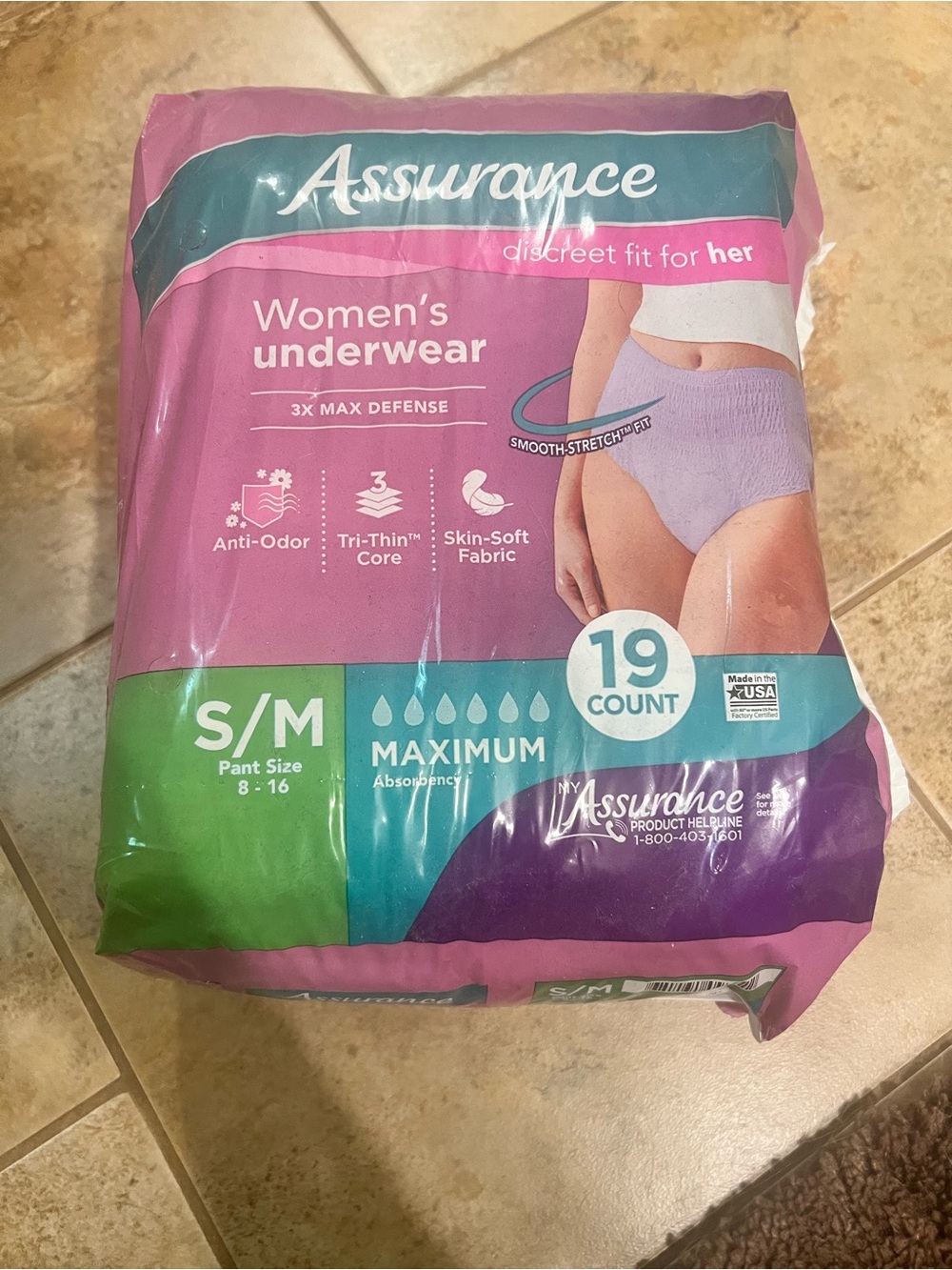 Women’s assurance small / medium underwear. Missing one